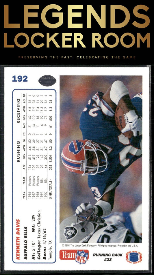 1991 Upper Deck #192 Kenneth Davis