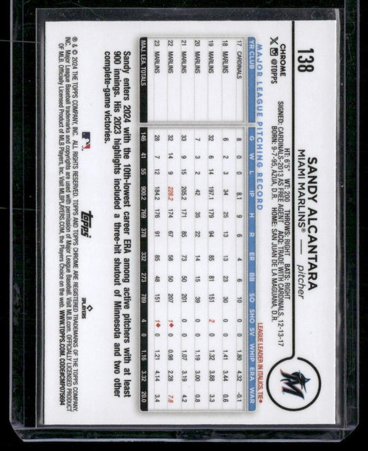 2024 Topps Chrome #138 Sandy Alcantara Pink Refractors