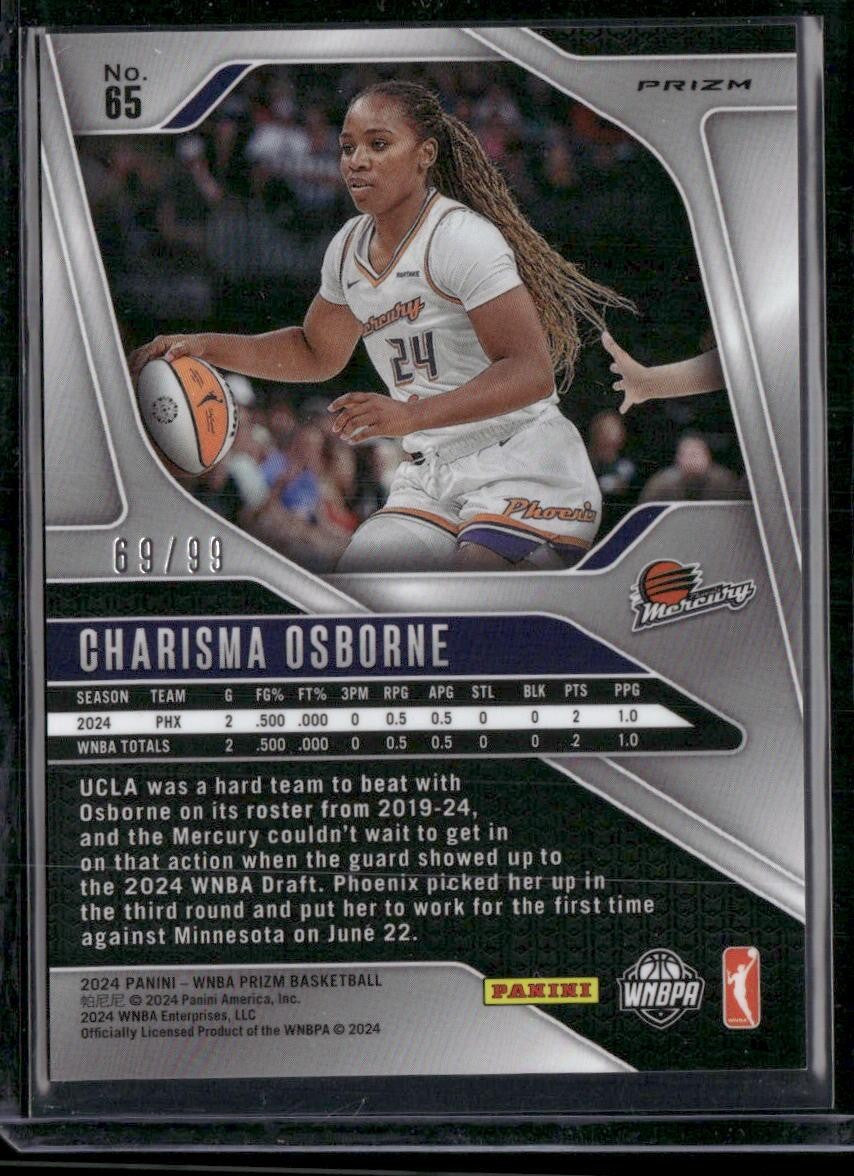2024 Panini Prizm WNBA #65 Charisma Osborne Orange Prizms #/99