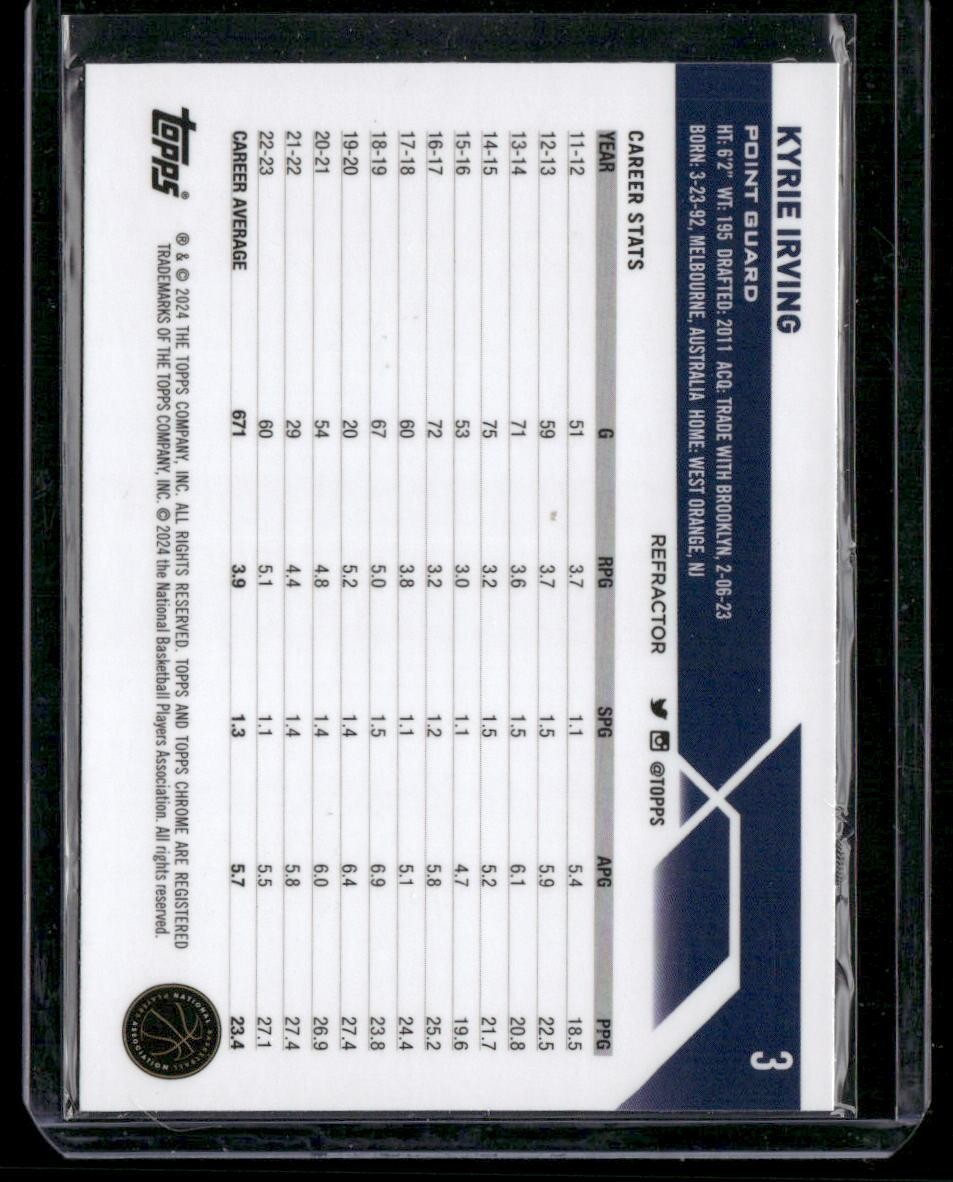 2023-24 Topps Chrome #3 Kyrie Irving Refractors