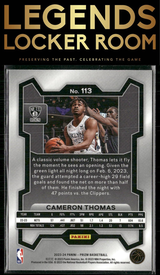 2023-24 Panini Prizm #113 Cameron Thomas