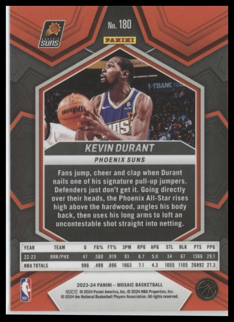 2023-24 Panini Mosaic #180 Kevin Durant