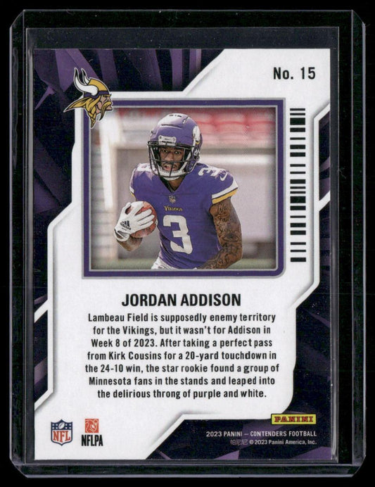 2023 Panini Contenders #15 Jordan Addison Rookie of the Year Contenders