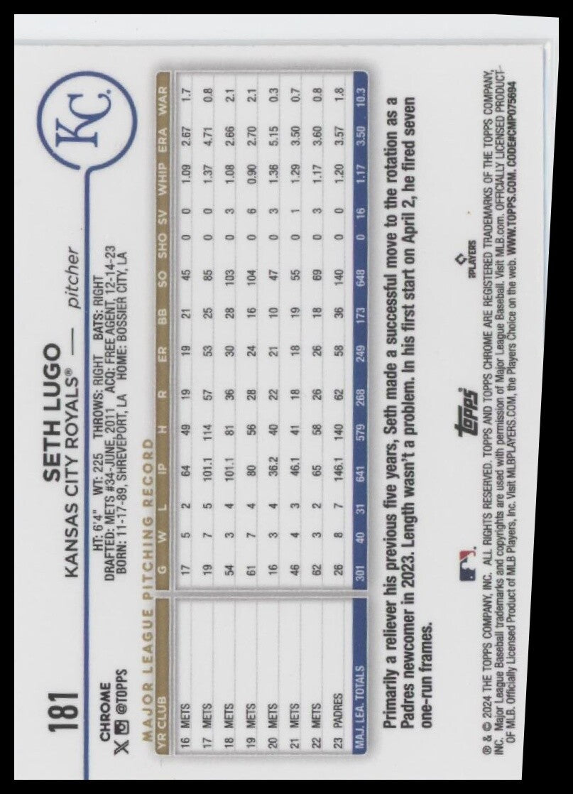 2024 Topps Chrome #181 Seth Lugo