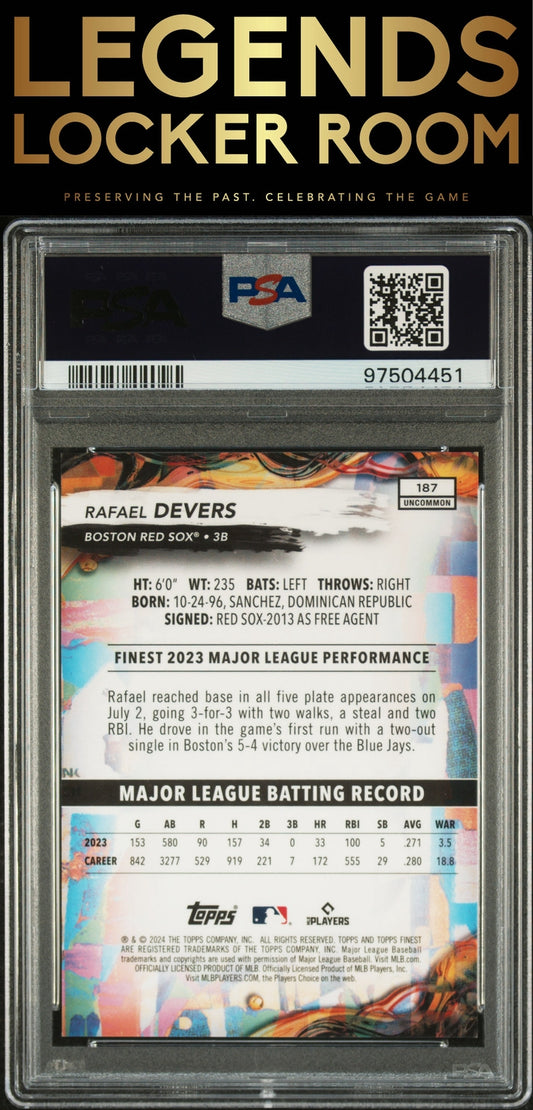 2024 Topps Finest #187 Rafael Devers Gold Refractor PSA 10