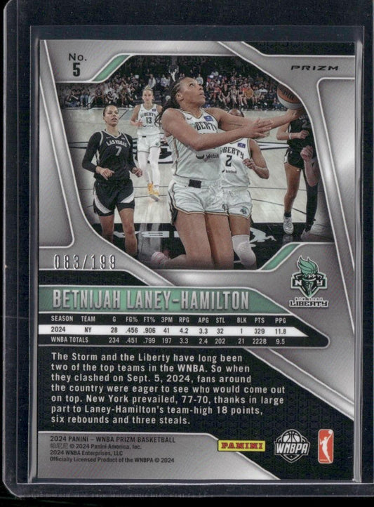 2024 Panini Prizm WNBA #5 Betnijah Laney-Hamilton Blue Prizms #/199