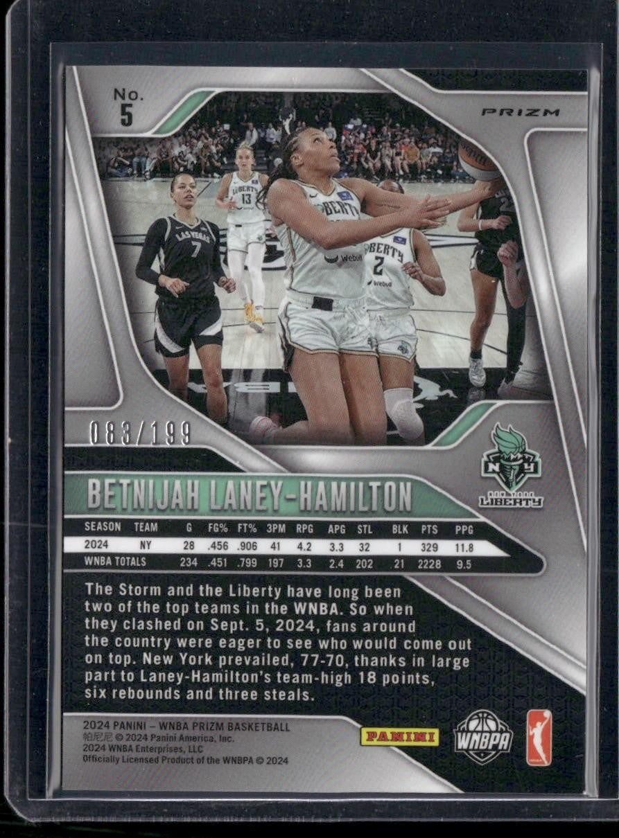 2024 Panini Prizm WNBA #5 Betnijah Laney-Hamilton Blue Prizms #/199