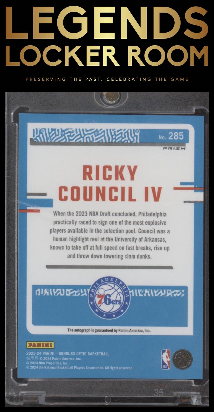 2023-24 Donruss Optic Rated Rookie Signatures Choice Red Prizm Ricky Council IV