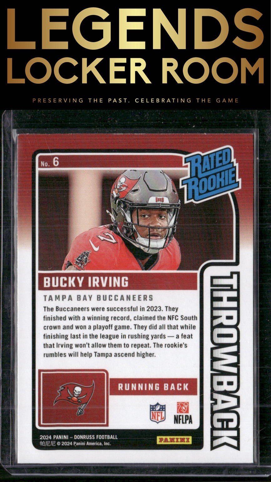 2024 Donruss #6 Bucky Irving Rated Rookies Throwback