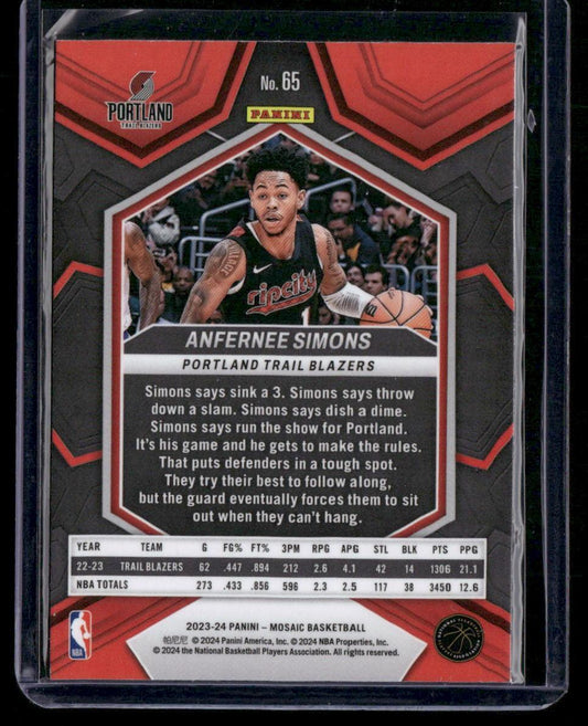 2023-24 Panini Mosaic #65 Anfernee Simons
