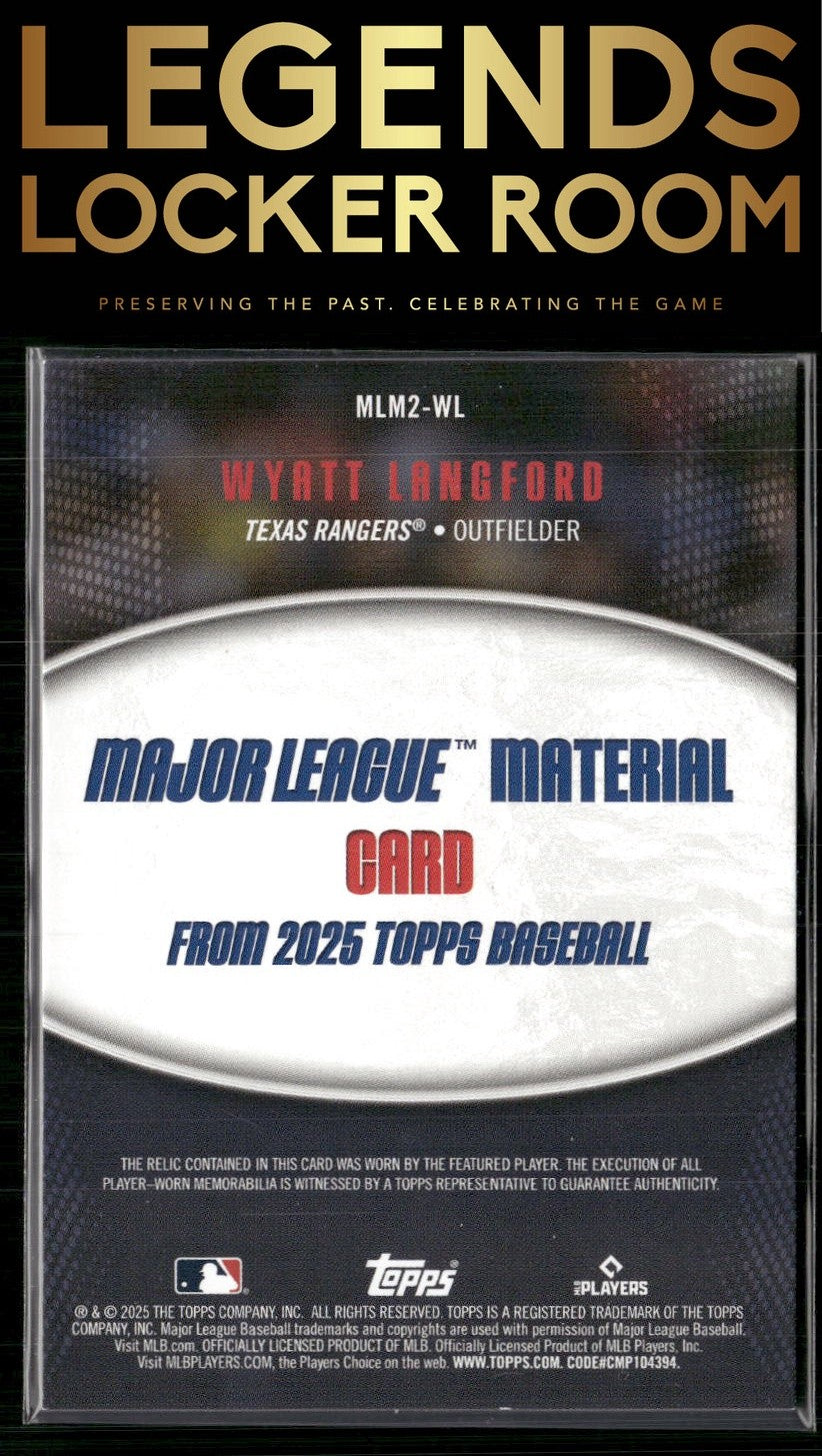 2025 Topps #MLM2-WL Wyatt Langford Major League Material Relics (Series Two)