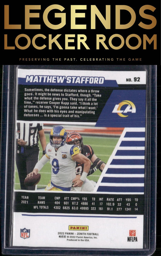 2022 Zenith #92 Matthew Stafford Retail