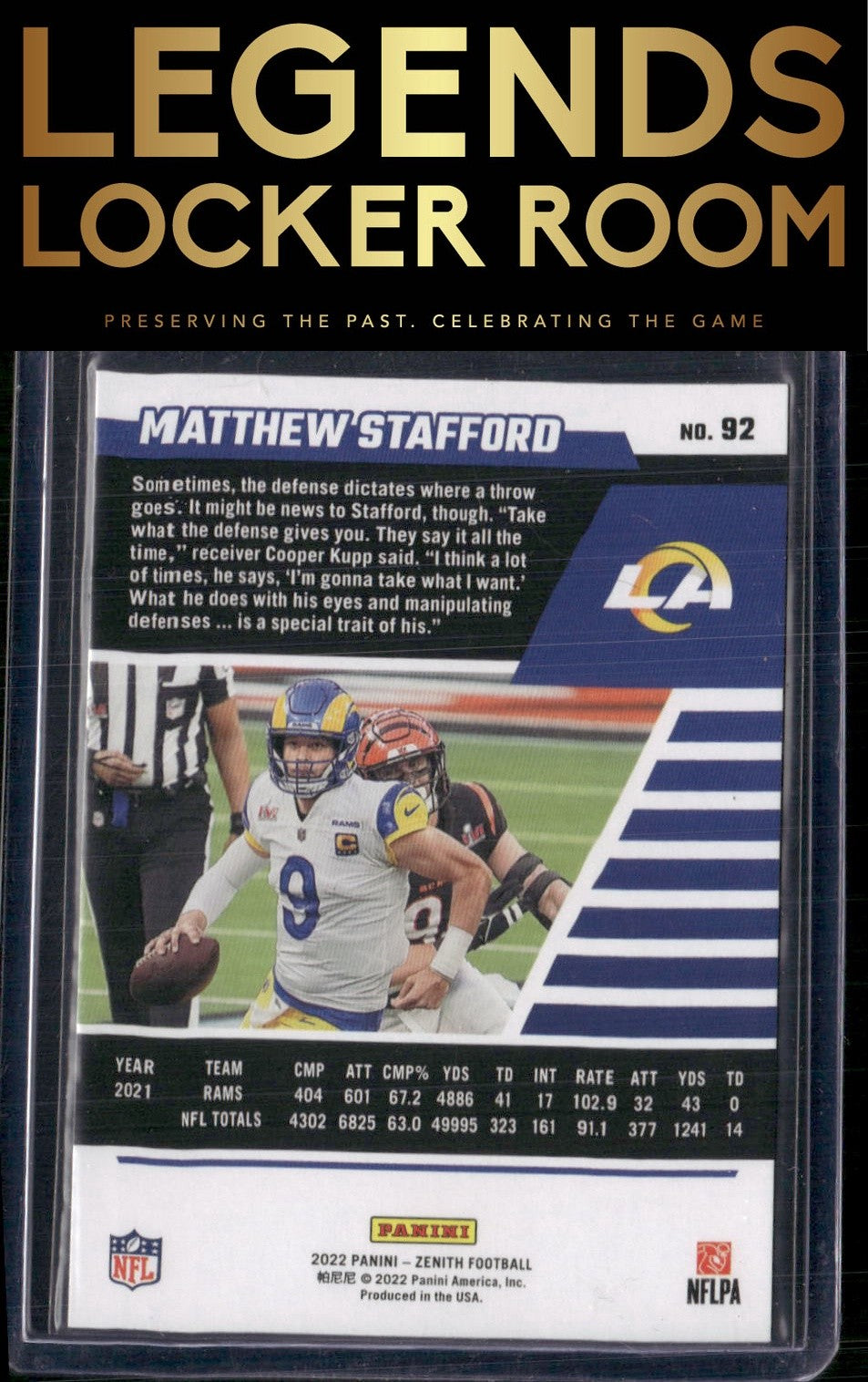 2022 Zenith #92 Matthew Stafford Retail