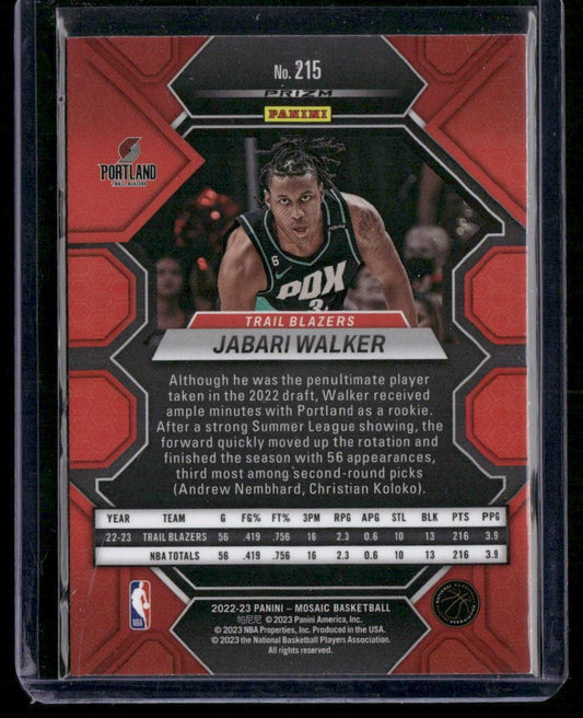 2022-23 Panini Mosaic #215 Jabari Walker Green