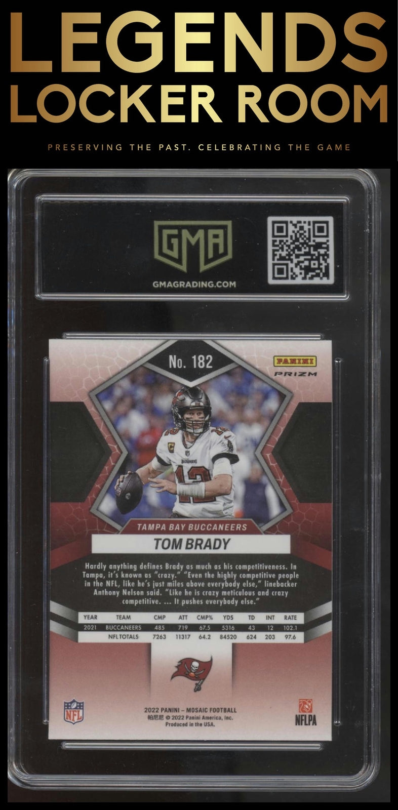 2022 Panini Mosaic #182 Tom Brady Mosaic Camo Pink GMA 8.5