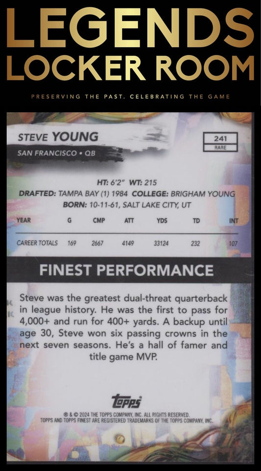 2024 Finest #241 Steve Young Blue Checkerboard Refractor #/49