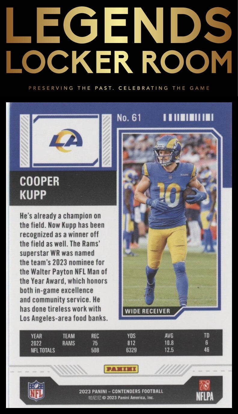 2023 Panini Contenders #61 Cooper Kupp Season Ticket Retail