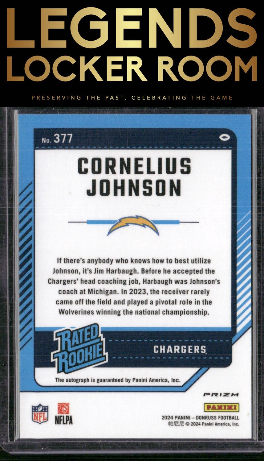 2024 Donruss #377 Cornelius Johnson Optic Rated Rookies Preview Autograph