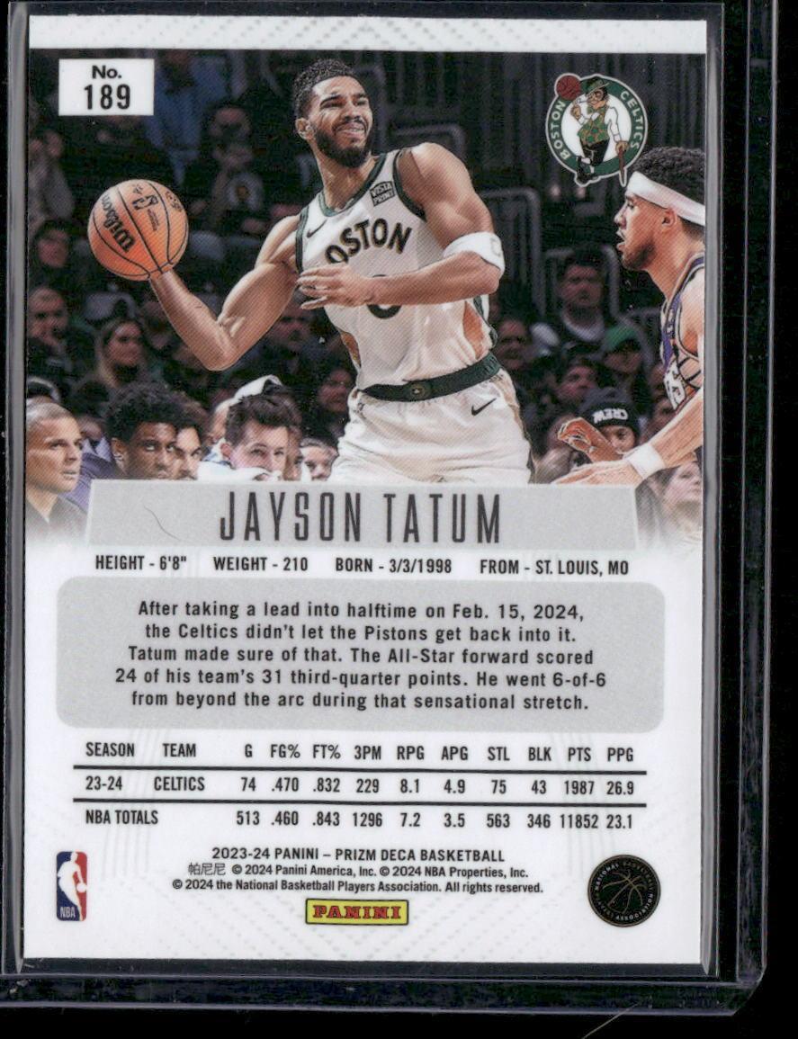 2023-24 Panini Prizm Deca #189 Jayson Tatum
