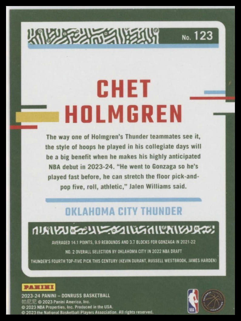 2023-24 Donruss #123 Chet Holmgren