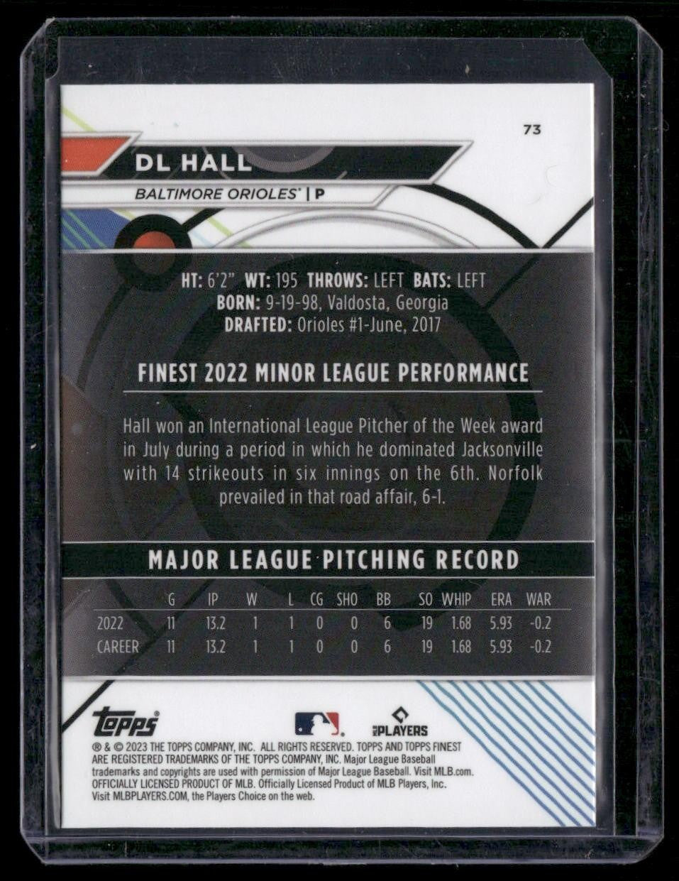 2023 Finest #73 DL Hall