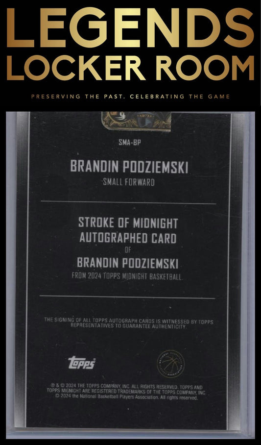 2023-24 Topps Midnight #SMA-BP Brandin Podziemski Stroke of Midnight Autographs