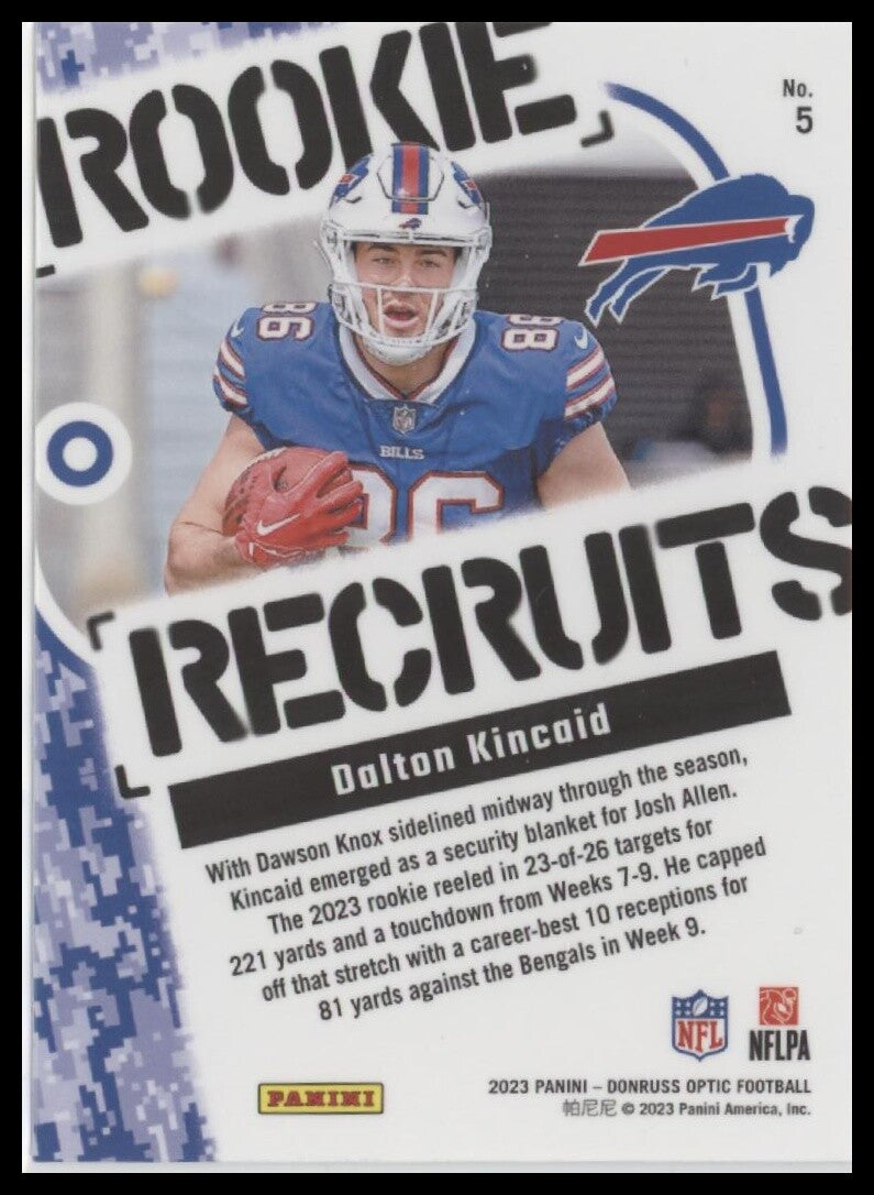 2023 Donruss Optic #5 Dalton Kincaid Rookie Recruits