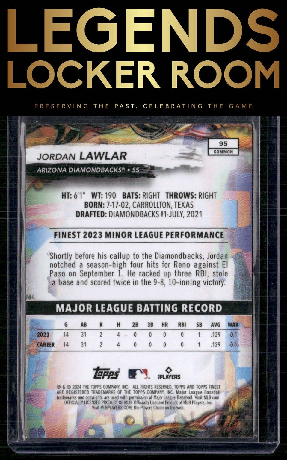 2024 Finest #95 Jordan Lawlar