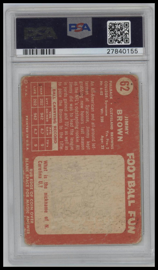 1958 Topps #62 Jim Brown PSA Authentic