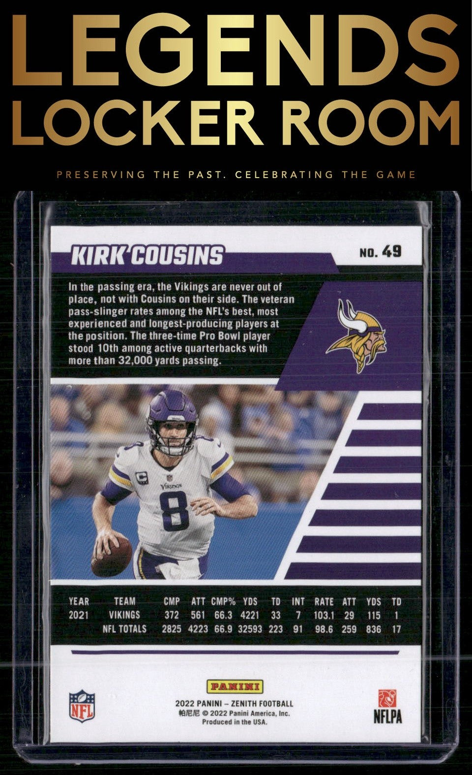 2022 Zenith #49 Kirk Cousins Red Zone