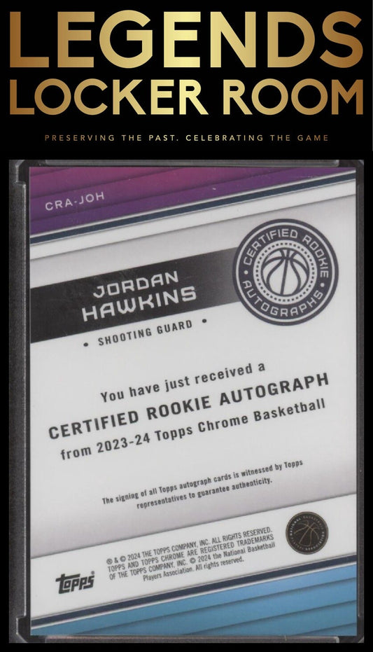 2023-24 Topps Chrome Jordan Hawkins Purple Geometric Certified Rookie Autographs
