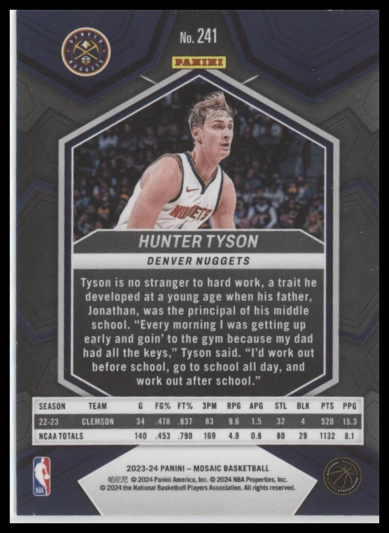 2023-24 Panini Mosaic #241 Hunter Tyson
