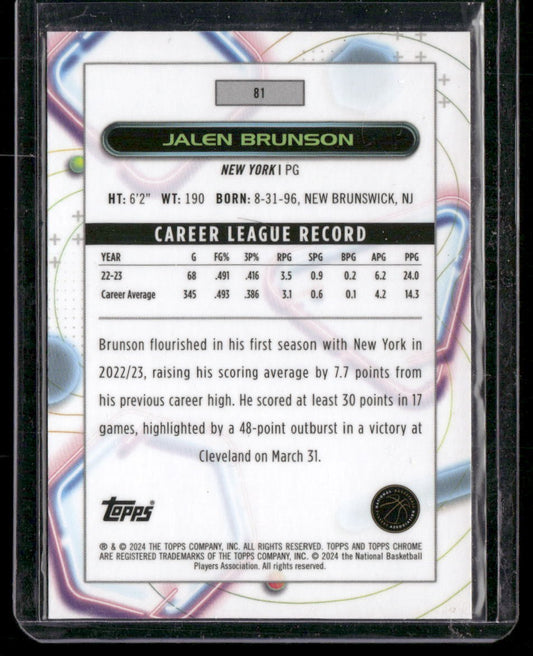 2023-24 Topps Chrome Cosmic #81 Jalen Brunson