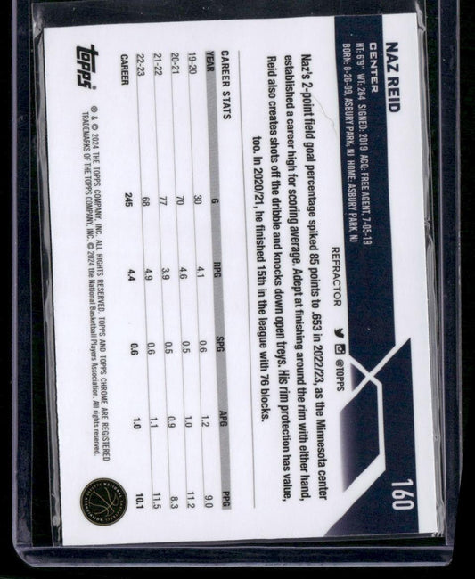 2023-24 Topps Chrome #160 Naz Reid Refractors