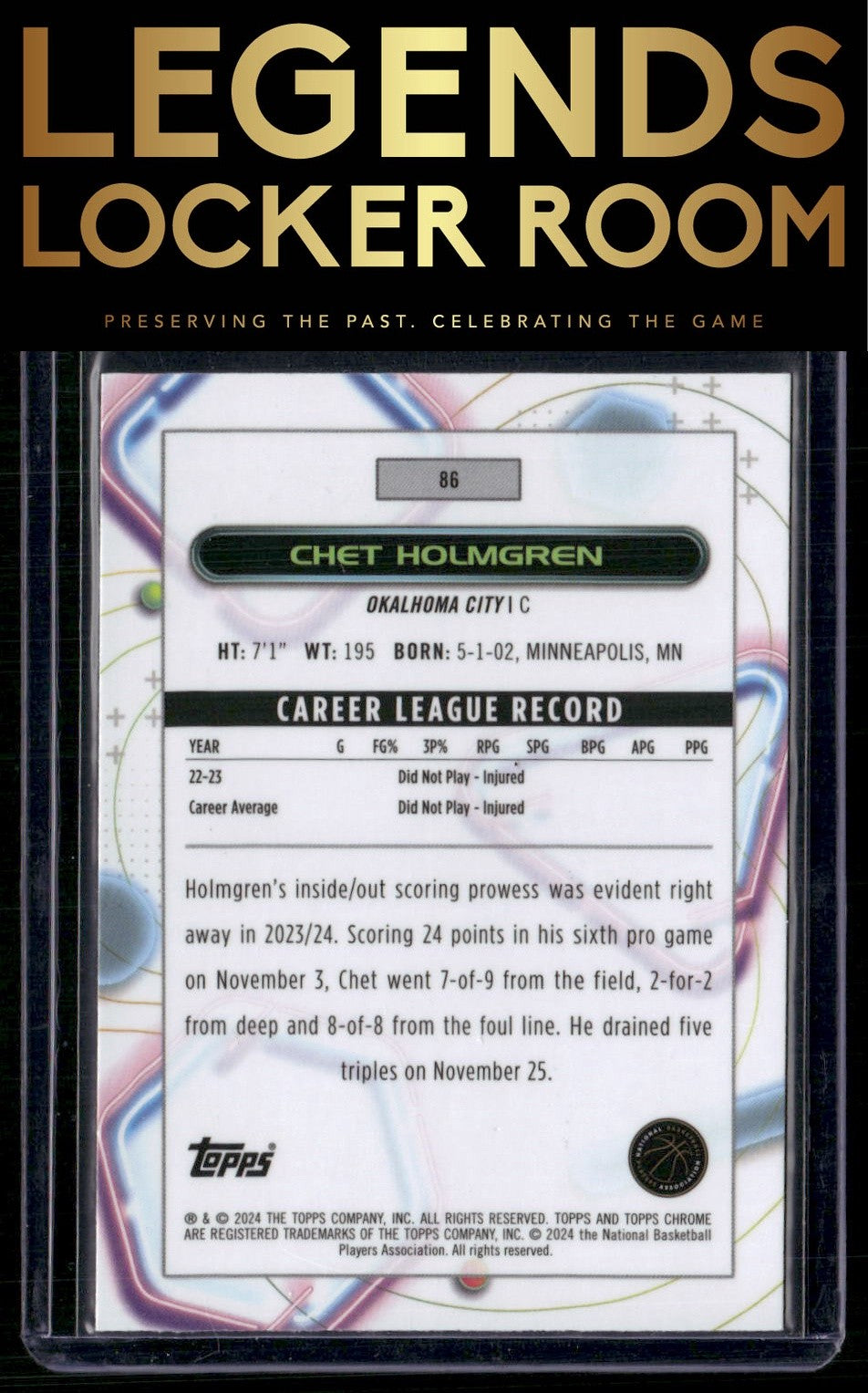 2023-24 Topps Chrome Cosmic #86 Chet Holmgren