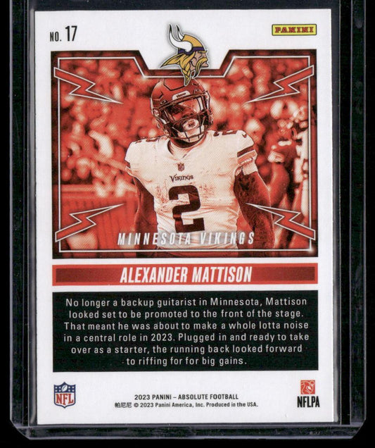 2023 Panini Absolute #17 Alexander Mattison Rock Out