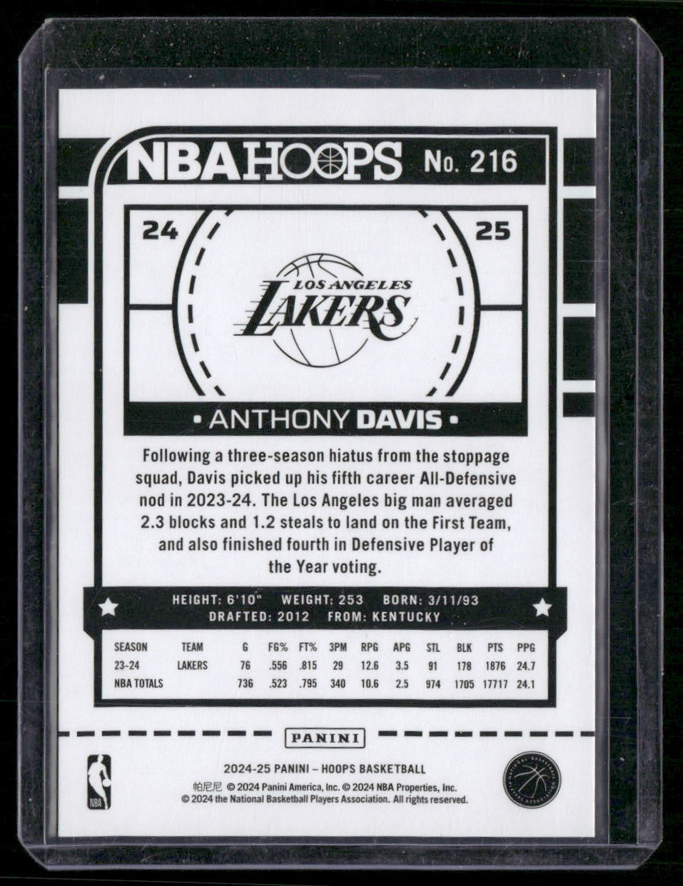 2024-25 Hoops #216 Anthony Davis Green #/99