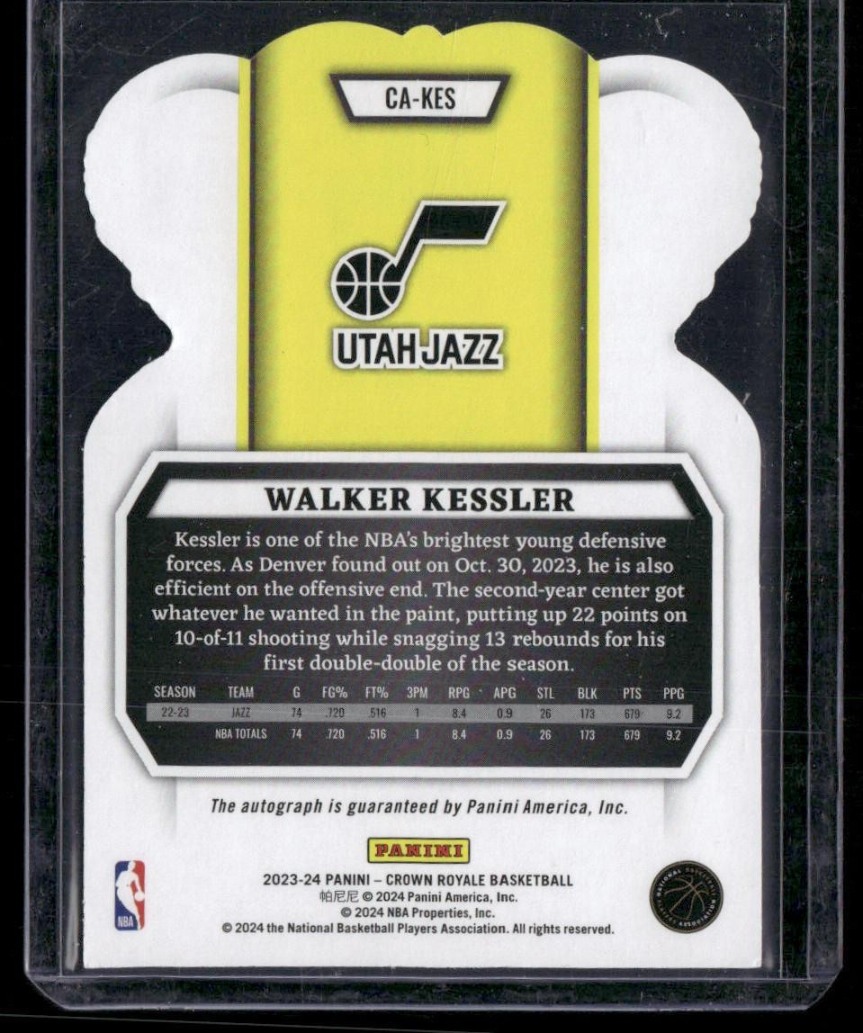 2023-24 Panini Crown Royale #CA-KES Walker Kessler Crown Autographs Blue #/75