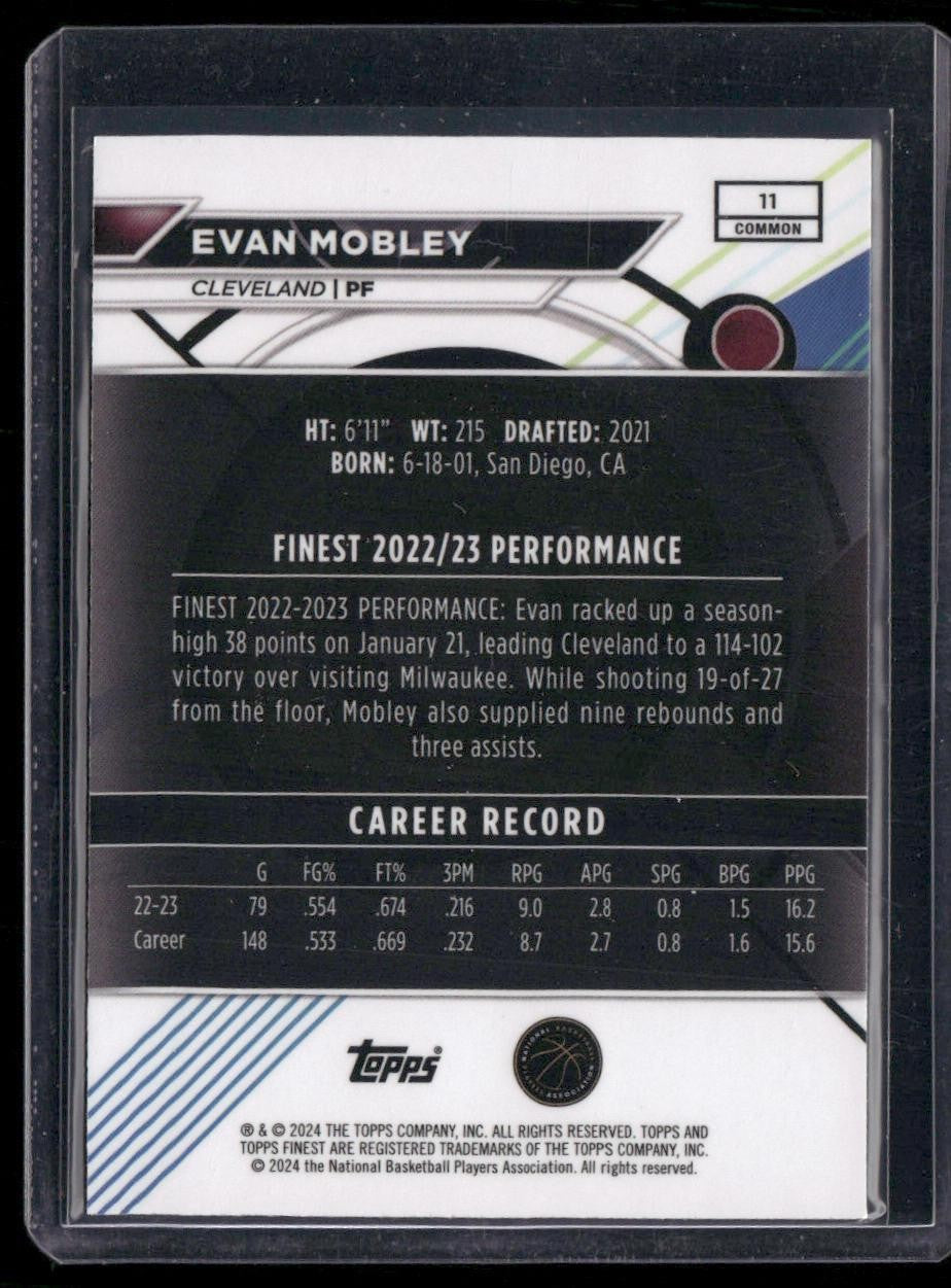 2023-24 Finest #11 Evan Mobley Purple Checkerboard Refractors #/125