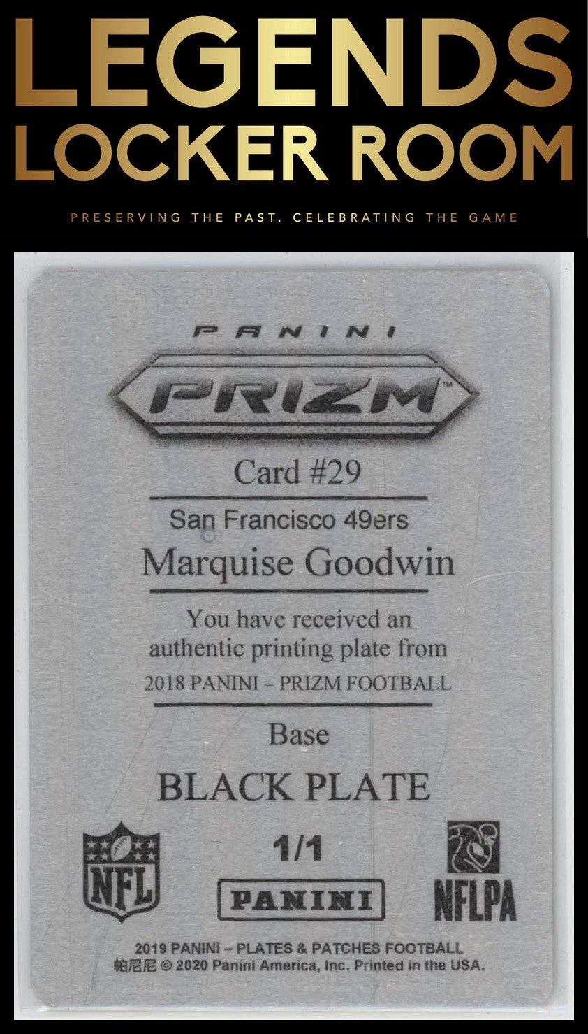 2019 Plates and Patches #29 Marquise Goodwin 2018 Prizm Printing Plate Black 1/1