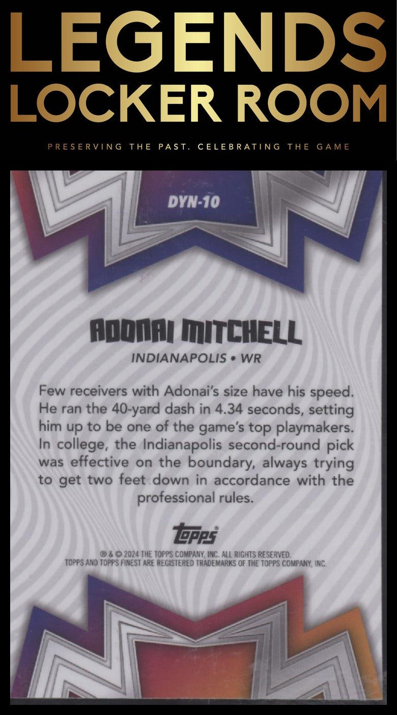 2024 Finest #DYN-10 Adonai Mitchell Dynamos Sky Blue Refractor #/150