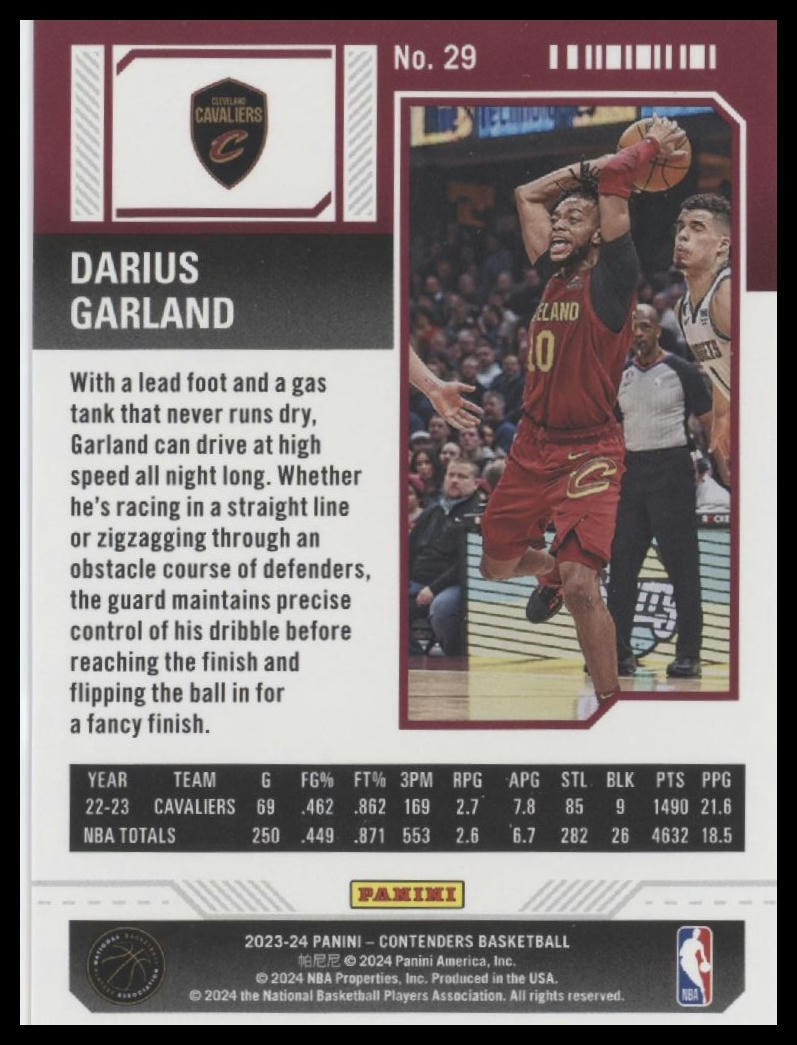 2023-24 Panini Contenders #29 Darius Garland Season Ticket Premium Edition