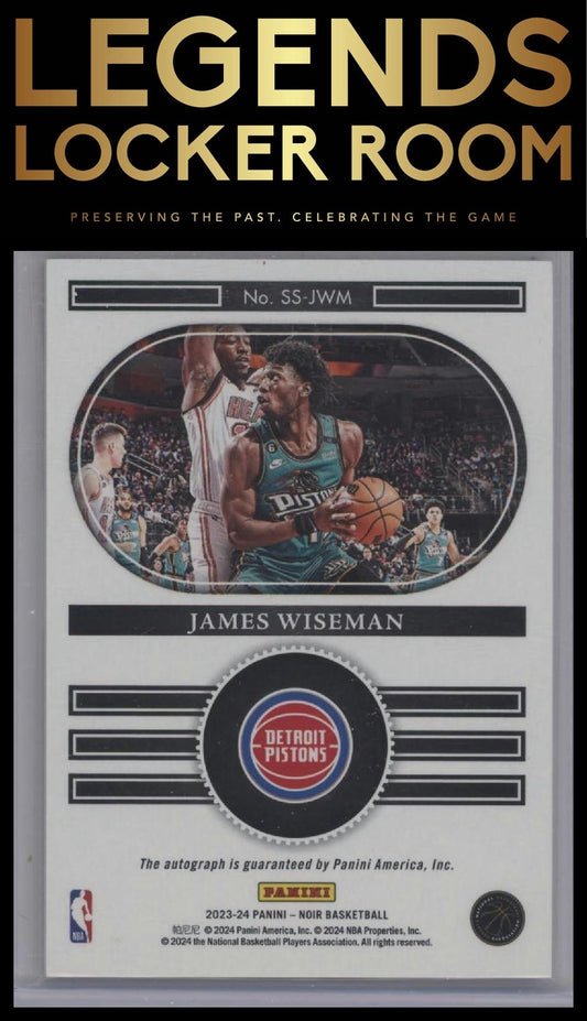 2023-24 Panini Noir #SS-JWM James Wiseman Snapshot Signatures Holo Gold #/10