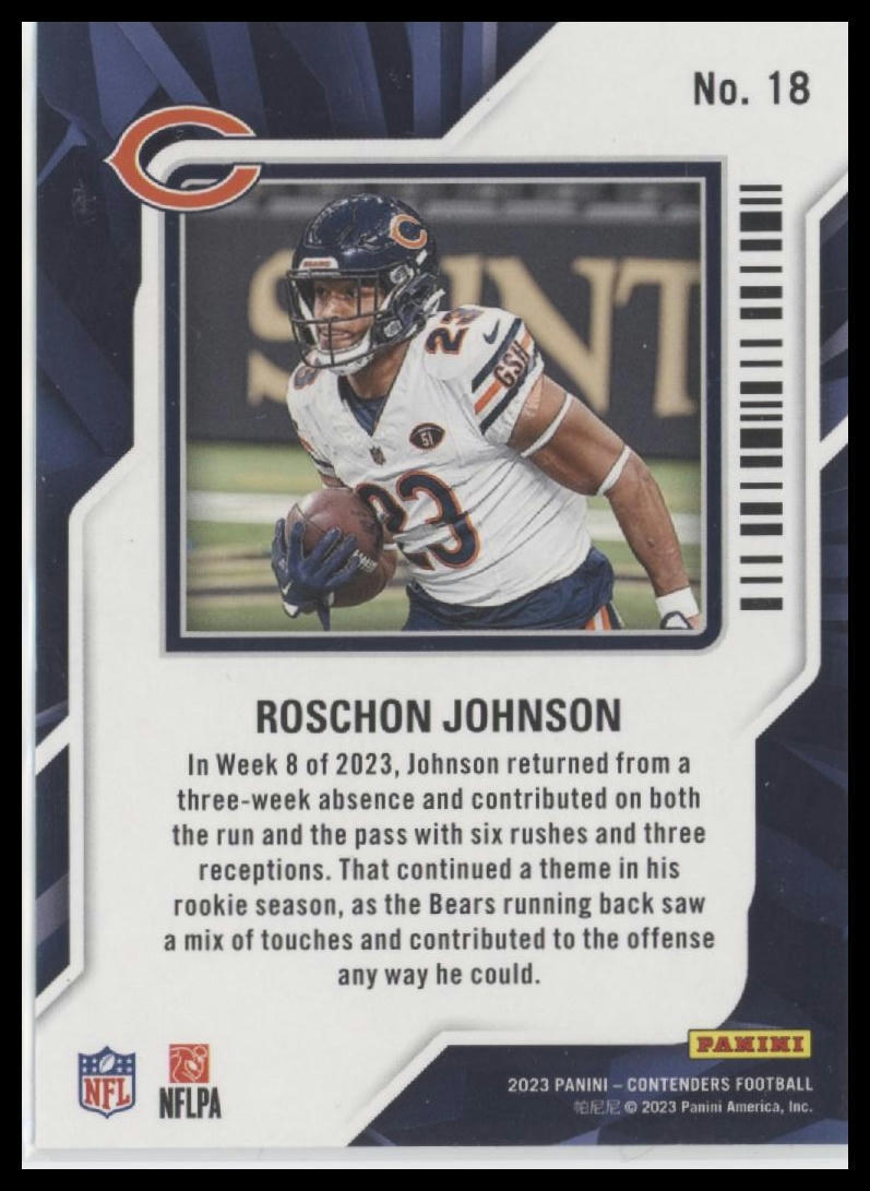 2023 Panini Contenders #18 Roschon Johnson Rookie of the Year Contenders