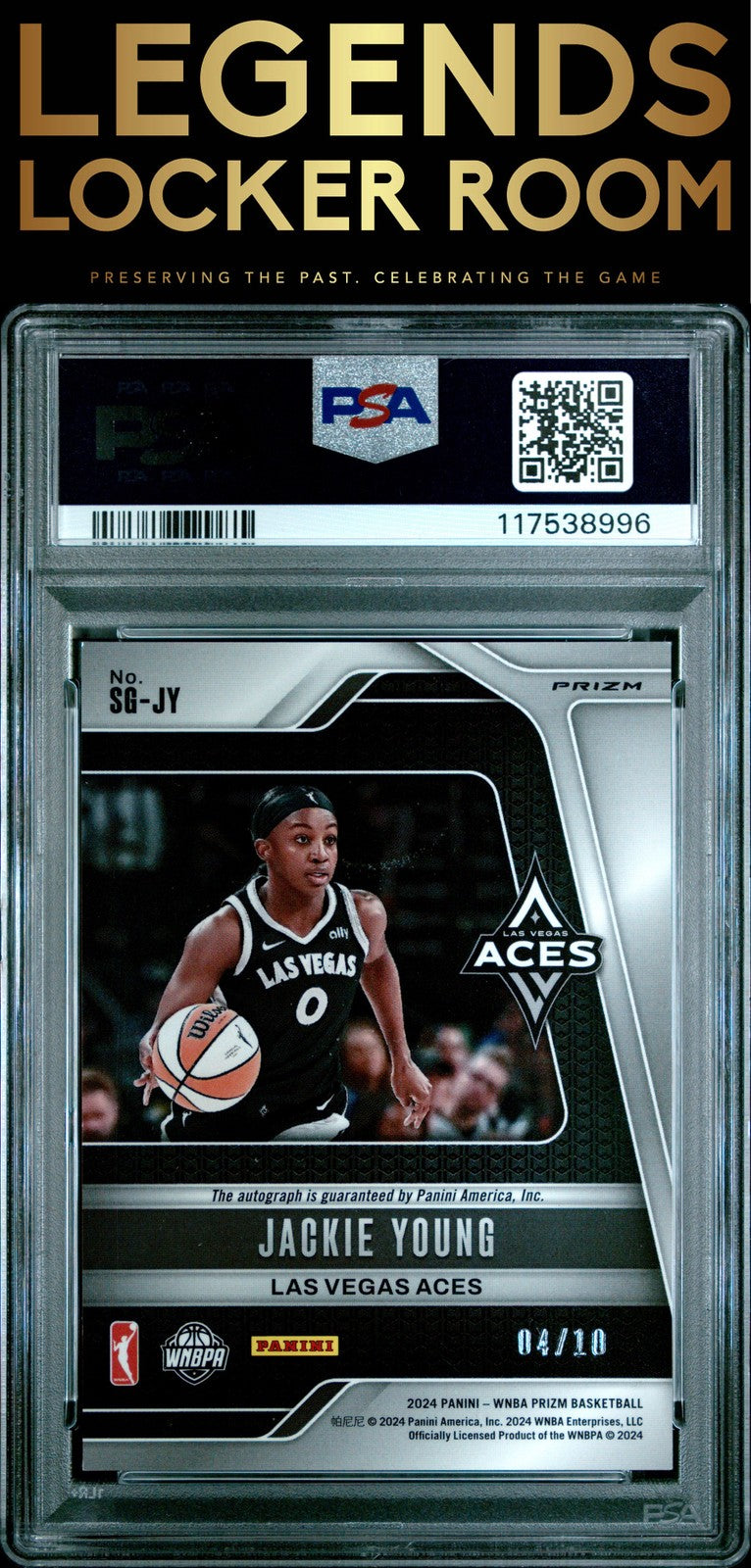 2024 Panini Prizm Wnba Signatures #SGJY Jackie Young Signature-Gold Prizm PSA 10