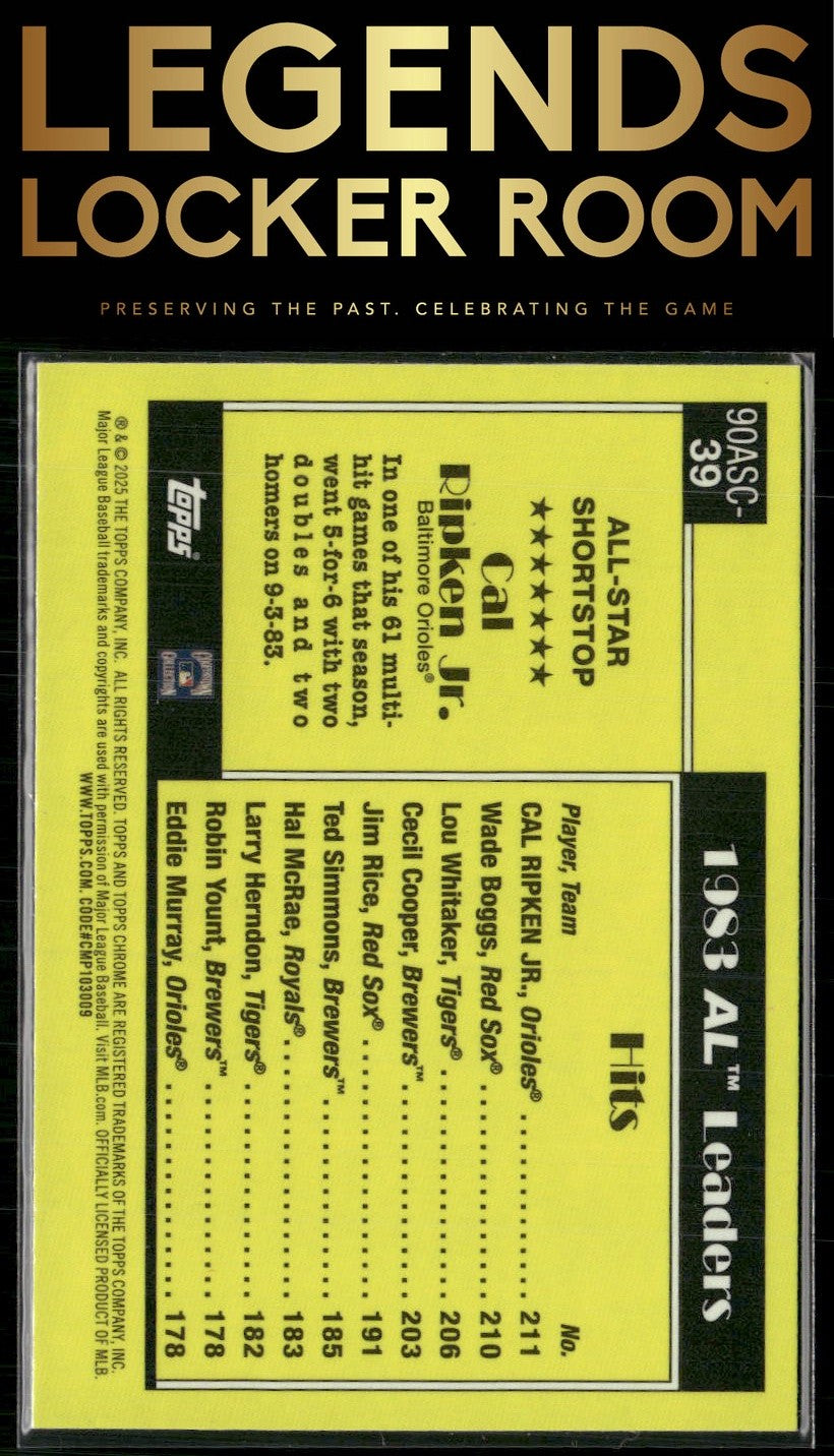 2025 Topps Cal Ripken Jr. 1990 Topps Baseball 35th Chrome All-Stars Mojo