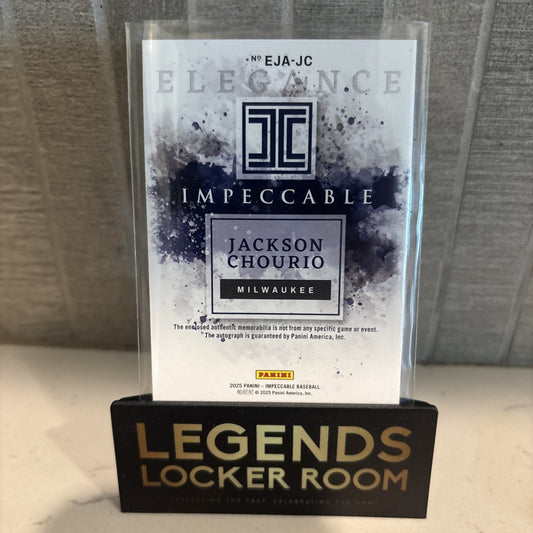 2025 Panini Impeccable Jackson Chourio Elegance Jersey Patch Auto 10/10 Bookend!