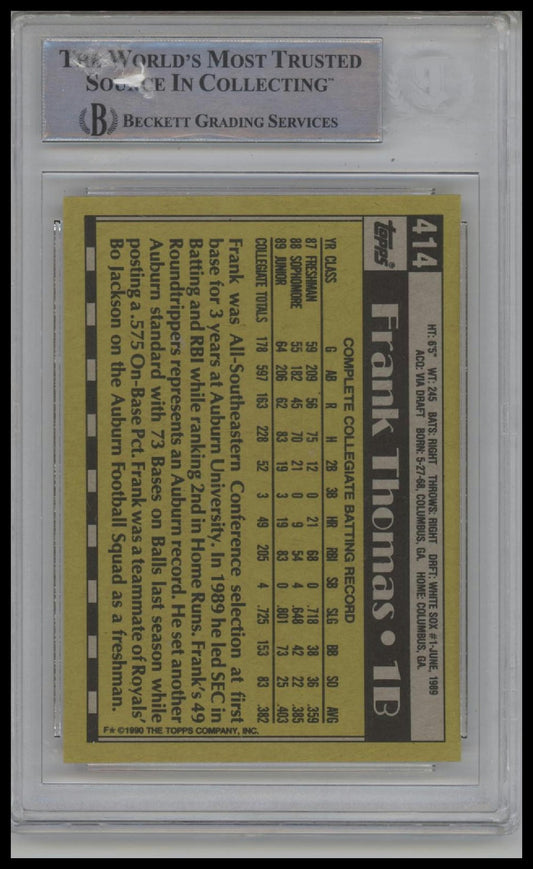 1990 Topps #414B Frank Thomas RC BGS Authentic