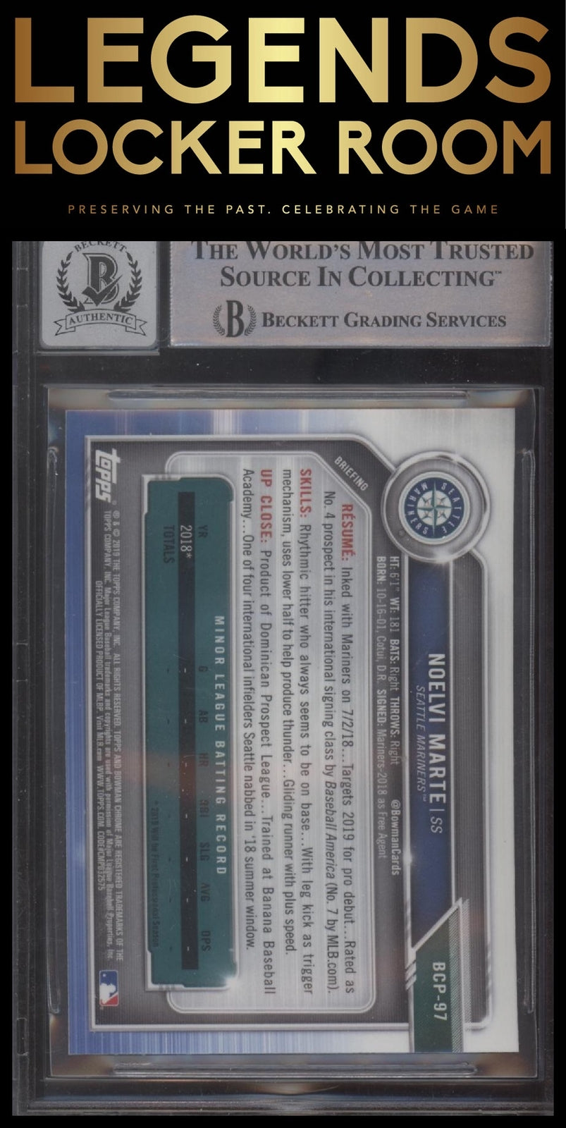 2019 Bowman Chrome Prospects #BCP97 Noelvi Marte Autograph