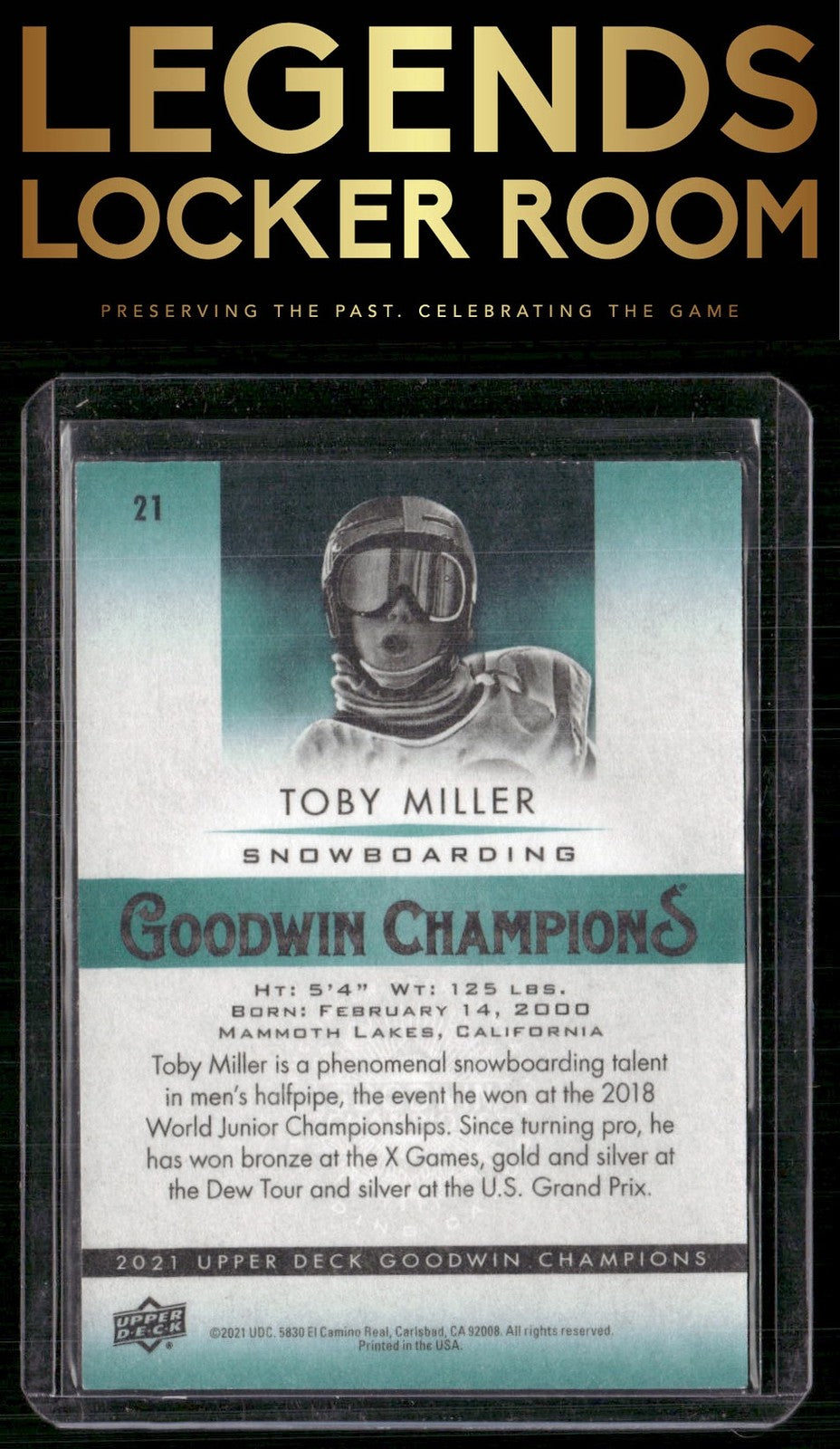 2021 Upper Deck Goodwin Champions #NNO Toby Miller Blank Back